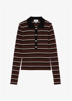 Mini ribbed merino polo Multicolour A1170004 Ganni 